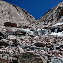 The gully in the northwest face of Longs Peak which must be climbed up